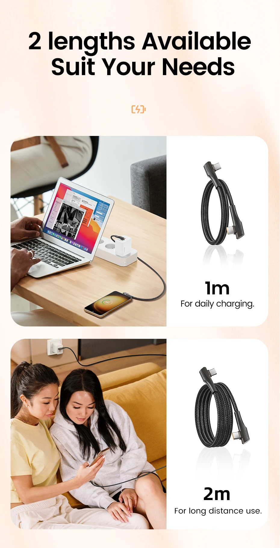 Toocki USB Type C to USB C Cable 90 Degree Angle QC4.0 PD4.0 PD 100W Fast Charging for Macbook iPhone 18 Samsung Xiaomi Huawei