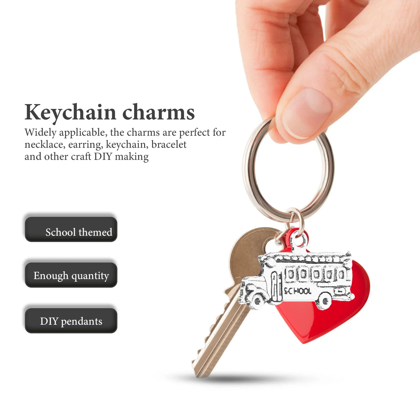 

50pcs School Themed Charms Mini Diy Jewelry Making Accessories Keychain Bracelet Decorative Pendant Small Charm Ornament For
