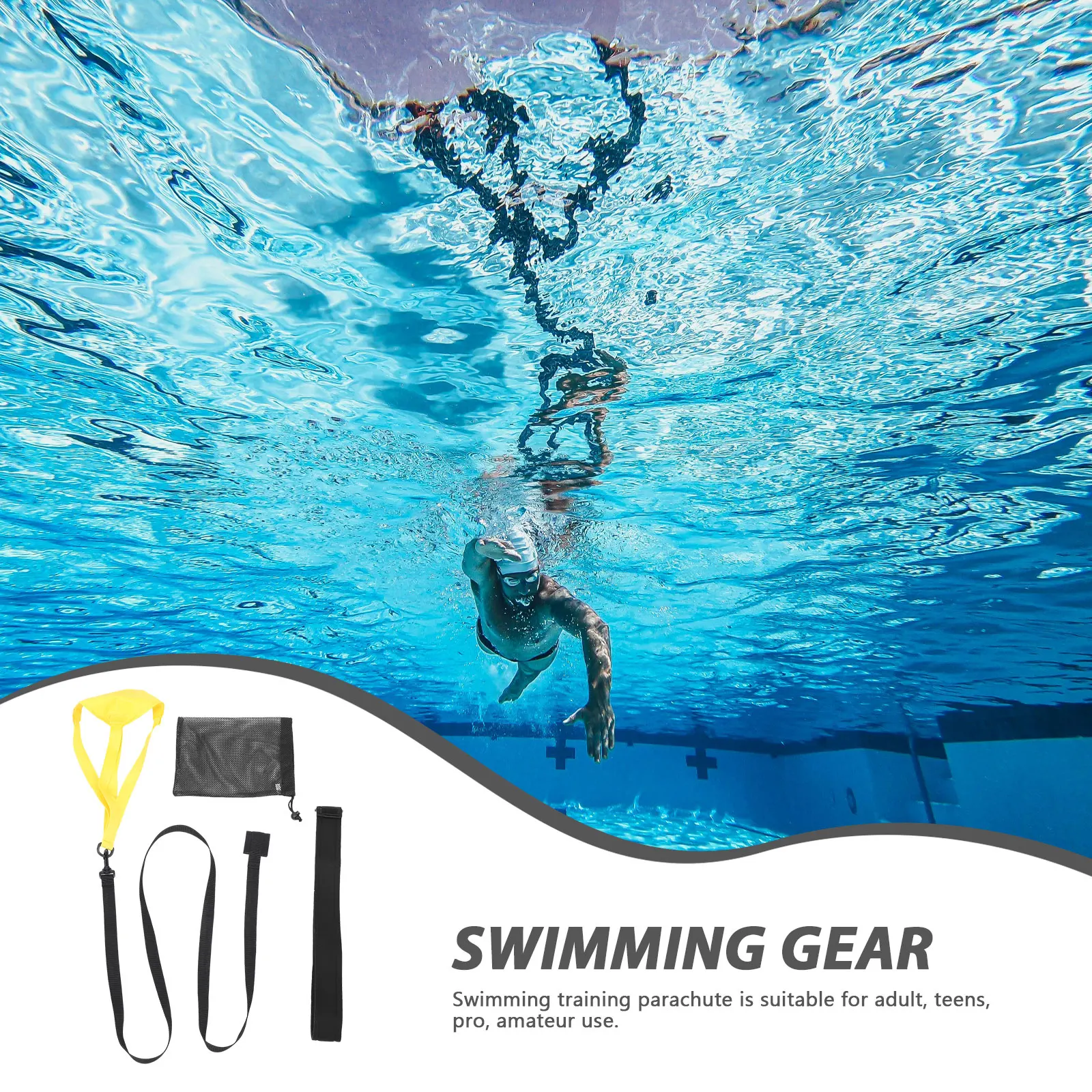 Resistencia al natación 20 accesorios de natación ajustables amarillos para nadadores equipo de entrenamiento de natación accesorios de ejercicio de piscina