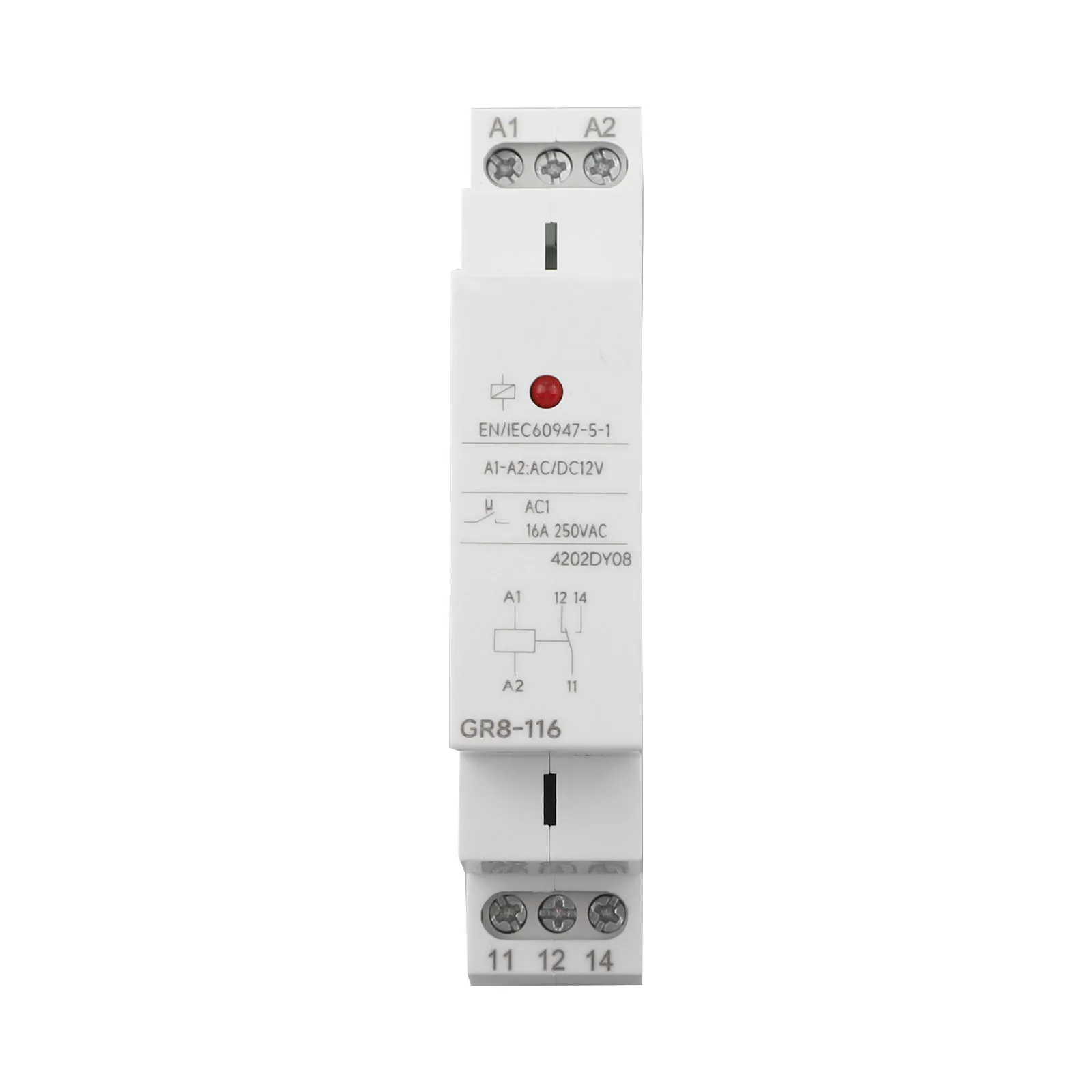 1pcs GR8-116 Intermediate Relay Auxiliary Relay Din Rail Switch Relay 1SPDT AC/DC 12V Rail Type Intermediate Relay