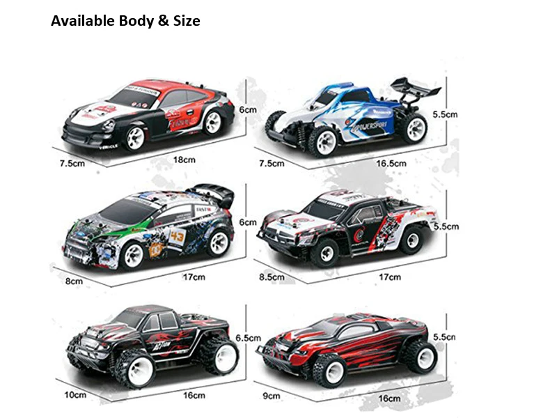 K989 1/24 Mini 4WD High Speed Remote Control Car Toy Metal Chassis with Rechargeable Battery Charger Including Remote Control
