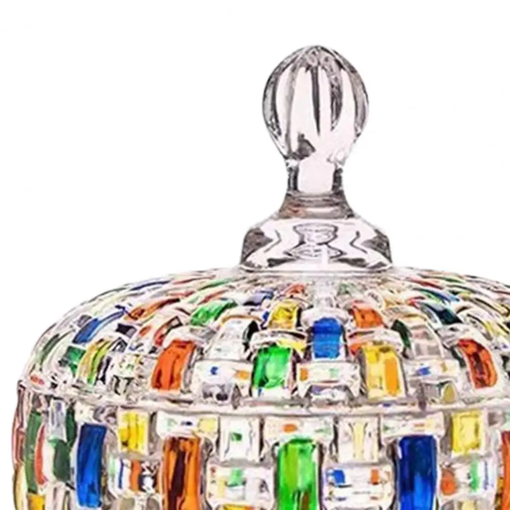 Candy Box Gift Hand-painted Glass Candy Dish with Lid Colorful Decorative Jewelry Box Elegant Faux Storage Jar for Snacks Gifts