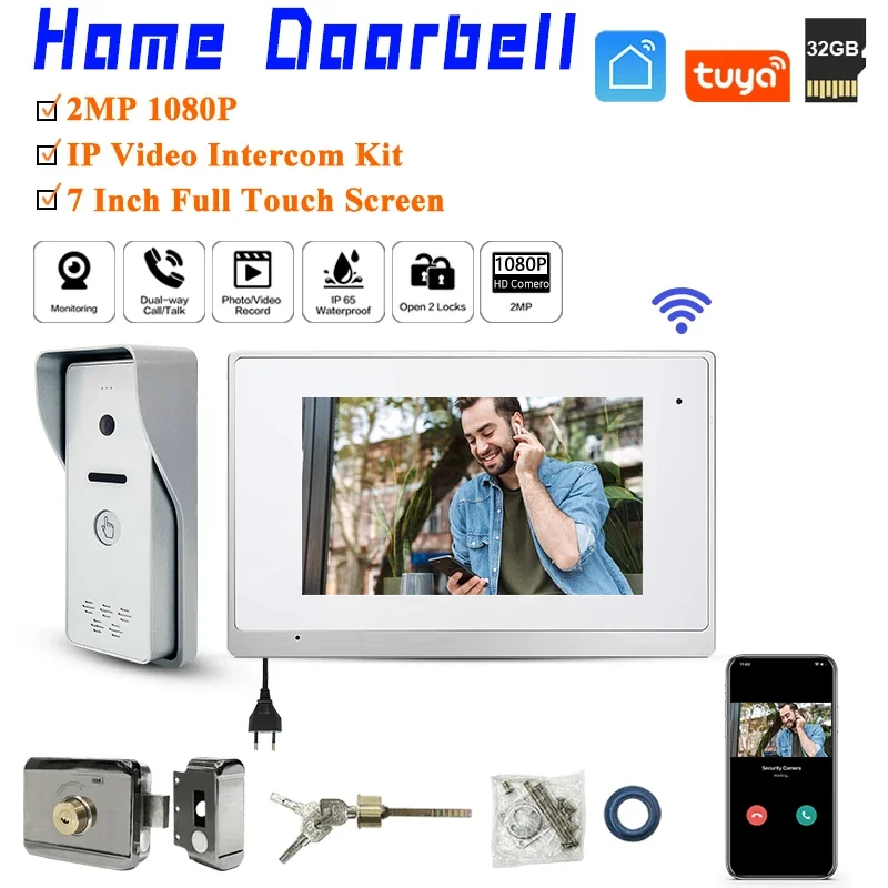 

Hot Sales HD 2MP 1080P Wifi Tuya Smart Doorbell Photo/Video Record Support Max 128G Video Door Phone Intercom