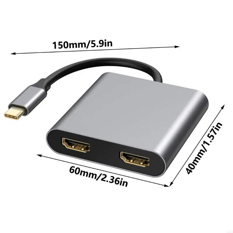 Aluminum Type C Adapter with 4K and USB3.0 Hubs for Easy Device Connection