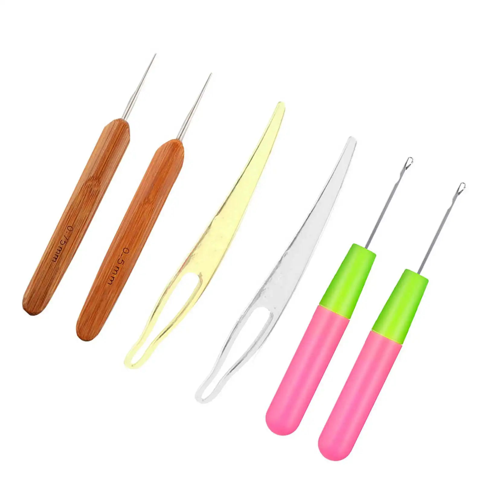 1Set Dreadlocks Knitting Needles Set Smooth Finish Wood Metal Single-Ended Crochet Tools for Salon DIY Hair Dreadlocks Accessory view 4