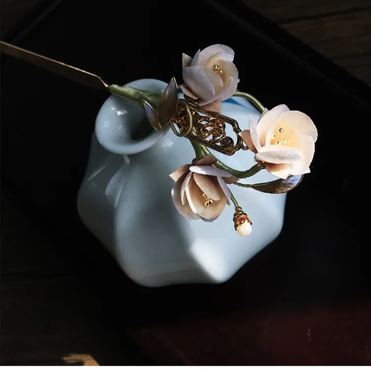 Nouvelle Épingle à Cheveux Fleur en Velours, Style Chinois, Cadeau, Accessoire Cheongsam Classique avec Pompon, Patrimoine Culturel Immateriel Original