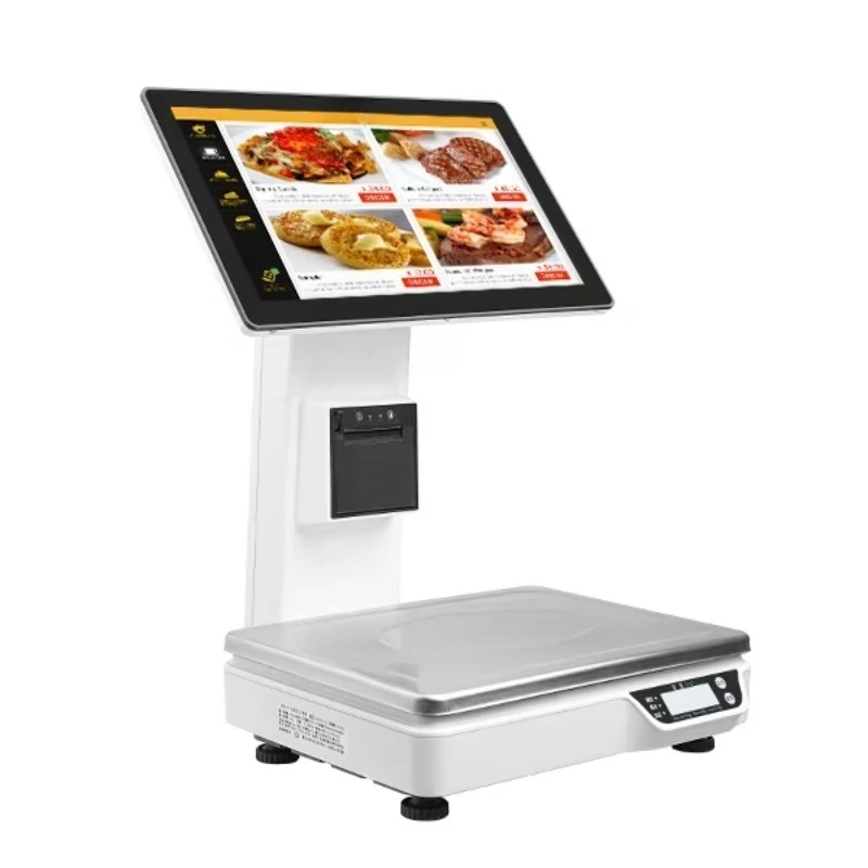 All in One Electric Scales Cashier Machine Dual Touch Screen POS Weighing Point of Sale System Windows/Android 15-30kg