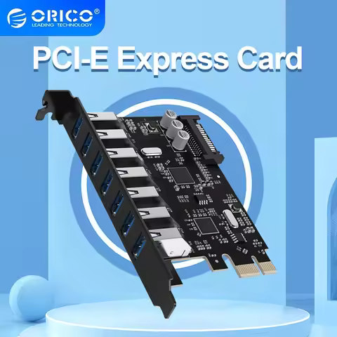 ORICO SuperSpeed 2/5/7 Port USB 3.0 PCI-E Express Card with A 15pin SATA Power Connector PCIE Adapt for Windows 8/10/Linux