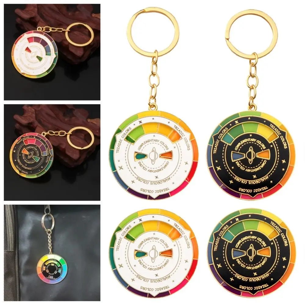 

Rotatable Color Compass Keychain Fashion Metal Jewelry Gift Palette Keyring Novelty Multicolour Enamel Pin Clothes