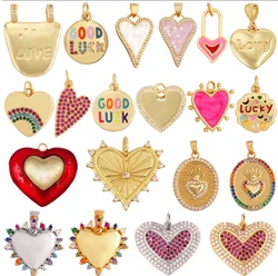 Wholesale Custom Selection -- Heart Face with Shell Chips Charm Pendant, Pearl 18K Gold Plated Jewelry Accessories Supplies M41