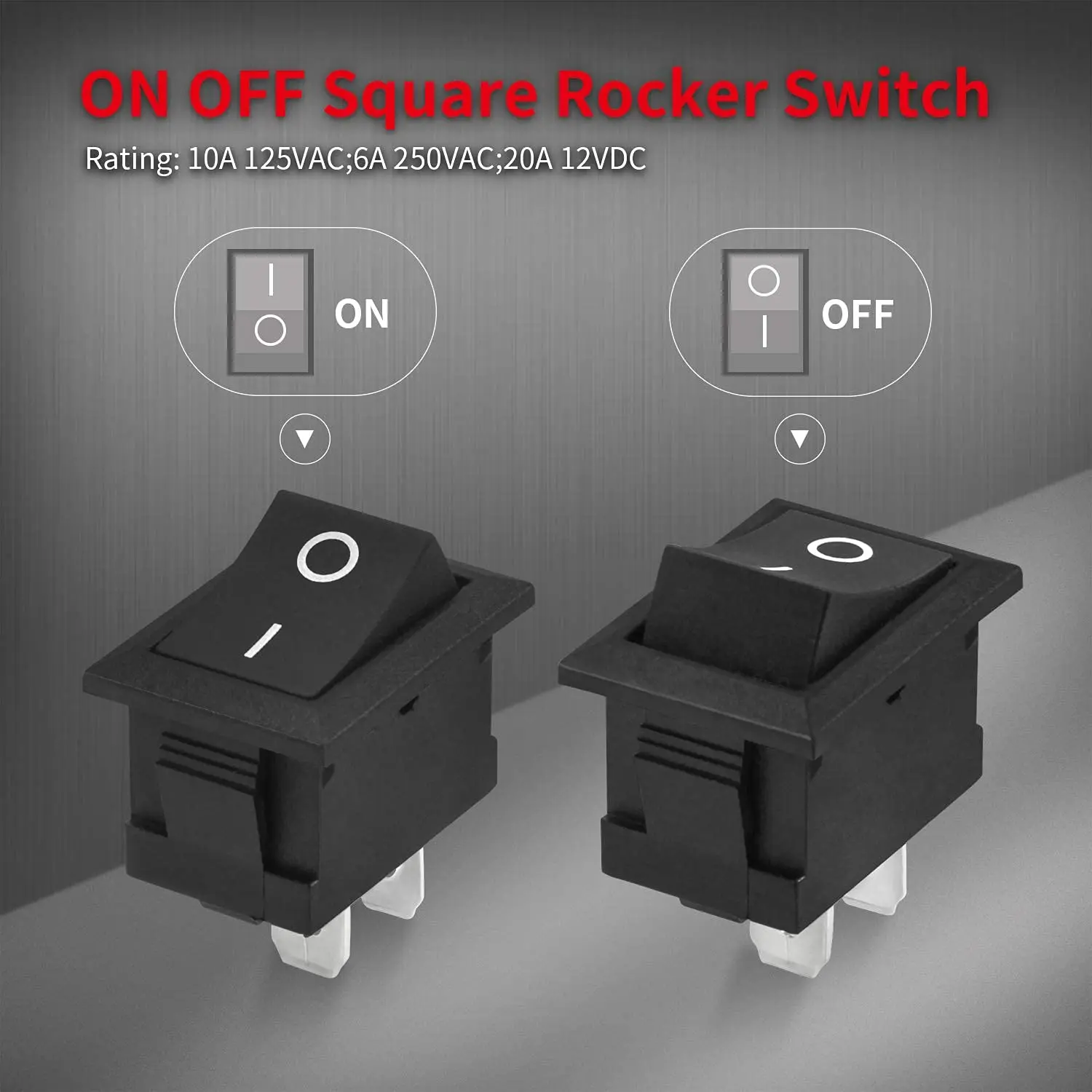 10pcs Mini Rocker Switch 12V 20A T85 2Pin SPST Small ON Off Switch 120V 10A ON and Off Rocker Toggle KCD1 Switch Pre-Wired Black