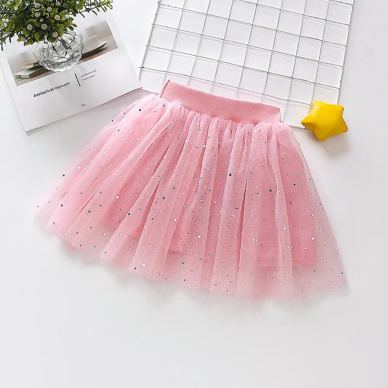 DE PEACH New Summer Baby Girls Lace tutu Skirt Toddler Kids Princess Sequin Tulle Skirt Children Birthday Party Skirts 2-10Years