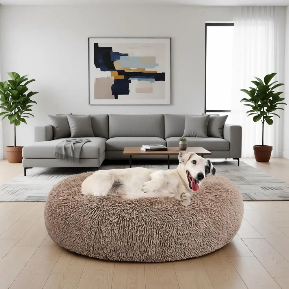 

Orthopedic Donut Cuddler Round Pet Bed Ultra Soft Washable Dog and Cat Cushion Bed (20''/23''/30'') (30'', Brown)