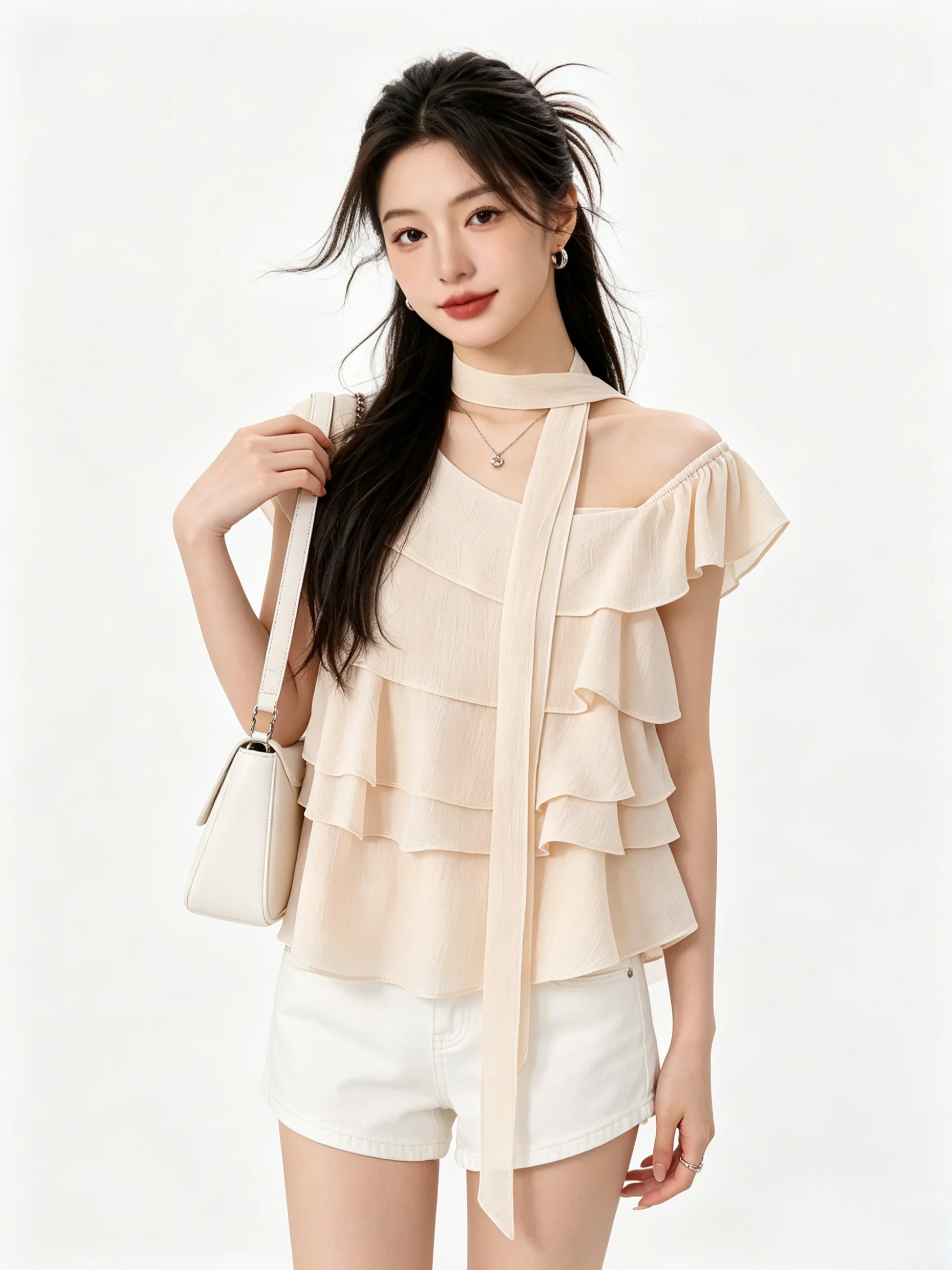 

Sweet Style Skin-Friendly Short-Sleeved Vest Korean Design Sensual Summer Fashion Women's Shirt Breathable Comfortable