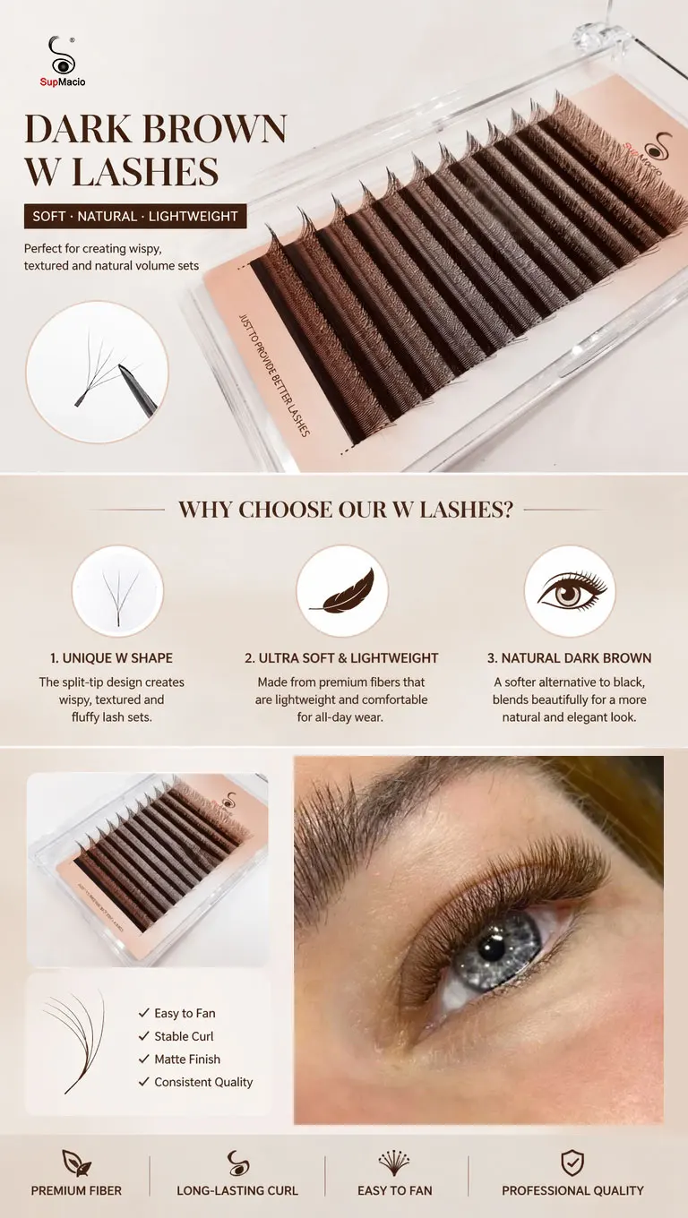 Supmacio Deep Brown 3DW/4DW/5DW/6DW Lashes Bloom Automatic Flowering Soft Premade Fans Natural Soft Individual Eyelashes