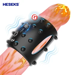 HESEKS Male Sex Toy Vibrating Penis Sleeve Cock Ring Vibrators for Men with 10 Modes Penis Enlarger Ring for Couples Men