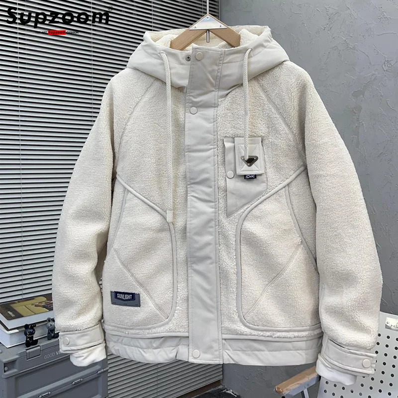 

Supzoom New Arrival Lamb Wool Splicin Embroidery Couples Casual Top Fashion Male And Female Winter Men Coat Warm Down Jacket