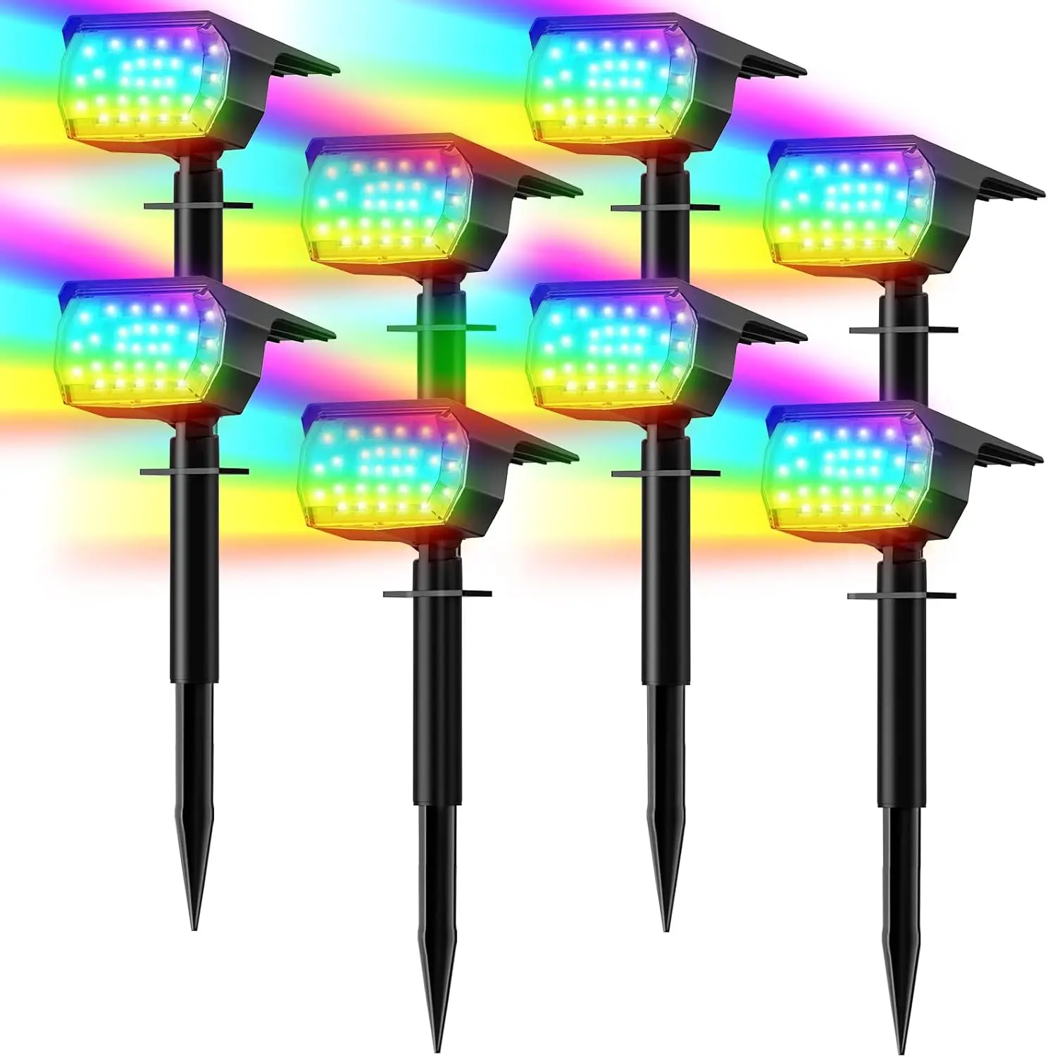 

Solar Spot Lights Outdoor Color Changing, 7 Modes/8 Pack Christmas Landscape Spotlights Waterproof for Yard Garden Pathway
