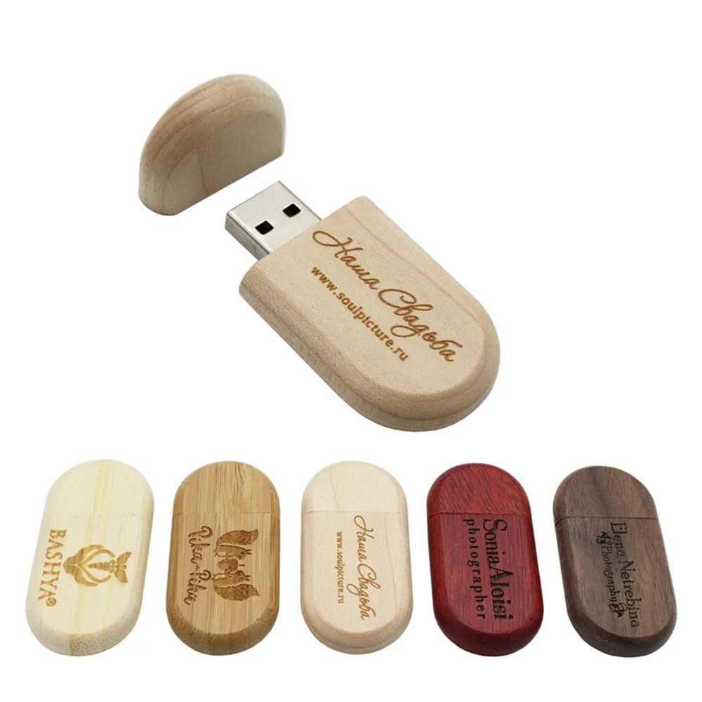 Free LOGO Flash Drive Usb 2.0 Wooden / Bamboo/Walnut  pendrive 4GB 8GB16GB 32GB 64GB memory stickPhotography Wedding Gif