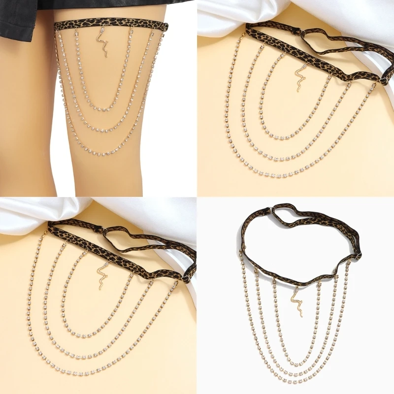 Female Thigh Chain Fashion Tassels Leg Chain Body Jewelry Prom Party Garter Chain Elegant Leg Jewelry with Snake Pendant