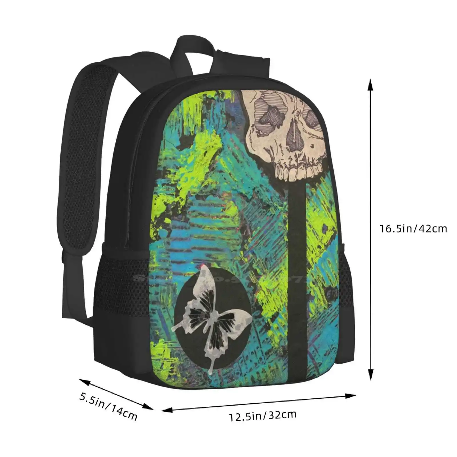 Carnage Asada New Arrivals Unisex Bags Student Bag Backpack Skulls Butterfly Emo Gothic Horror Weird Colorful