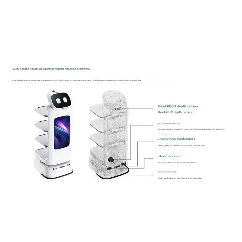 روبوت توصيل الطعام الذكي لمطعم الفندق، توصيل الطعام الأوتوماتيكي بالكامل، خدمة النادل