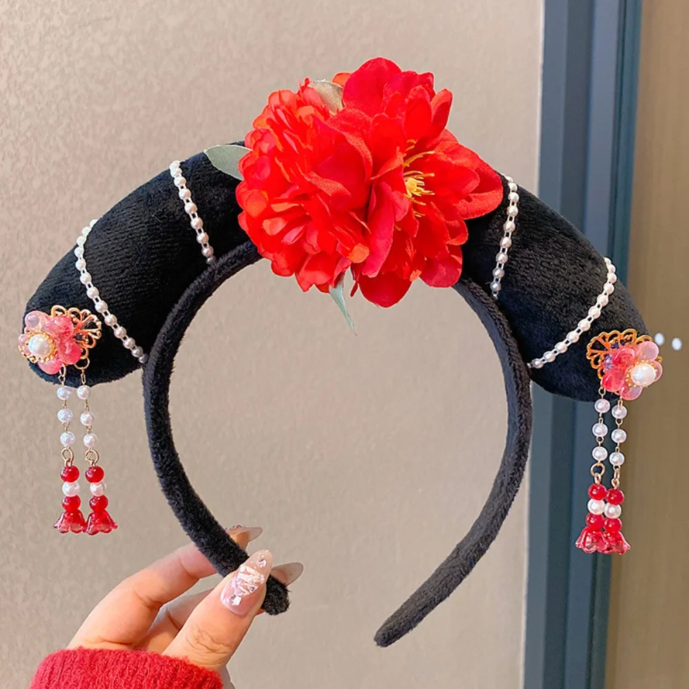

Flower Chinese Style Headwear Snake Year Velvet Bow Ancient Style Gege Headband Antique Hair Band Tassel Hanfu Headwear