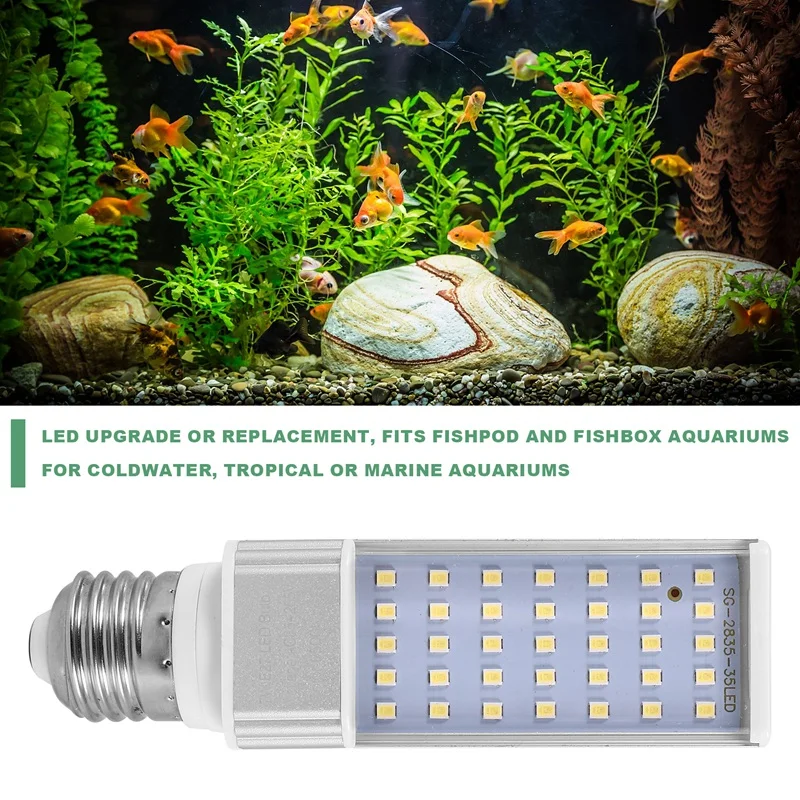 Fishpod biała roślina akwarium 7W oświetlenie LED do rosnącej zieleni akwarium żarówka koralowa lampa E27