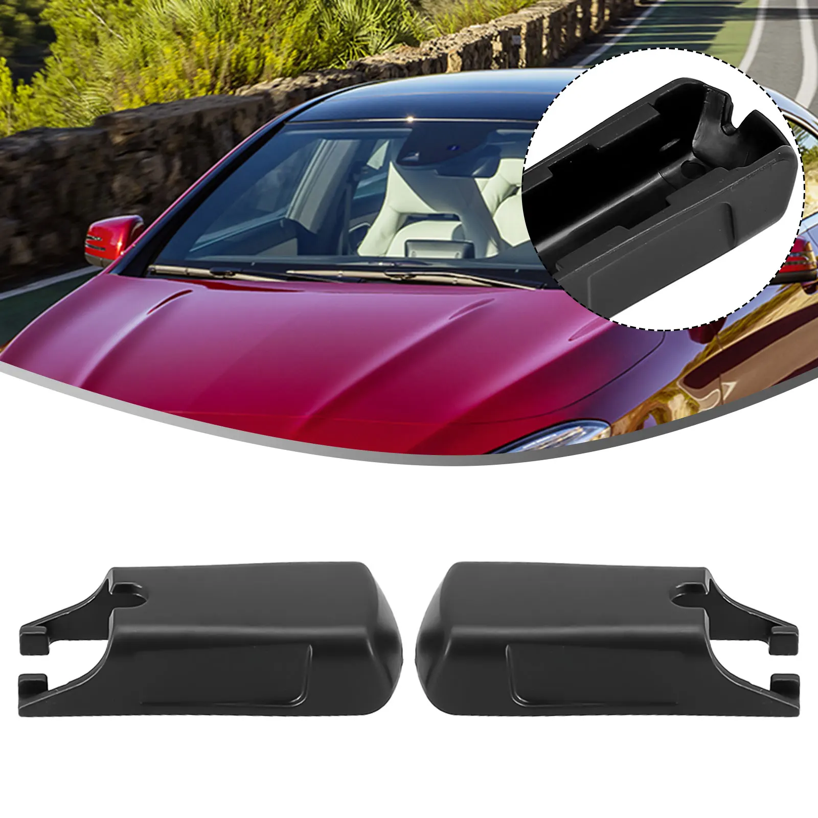 Fitting Cap Clip Wiper Cover Front Wiper Cover 2Pcs ABS Black Easy To Install Easy To Remove For Mercedes-Benz