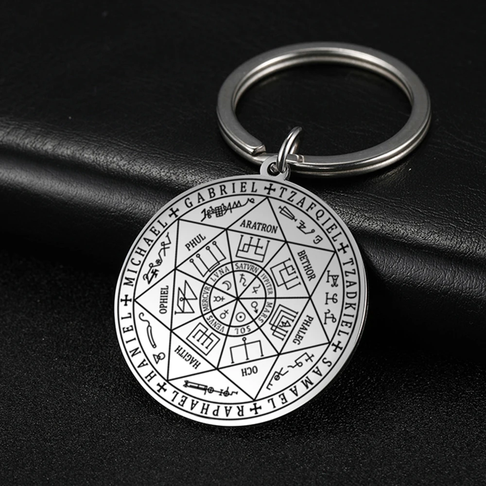My Shape Porte-clés en acier inoxydable Sigil Carease Isman, pendentif sceau de ouflage, porte-clés, bijoux, amulette religieuse, cadeaux, 7 archanges