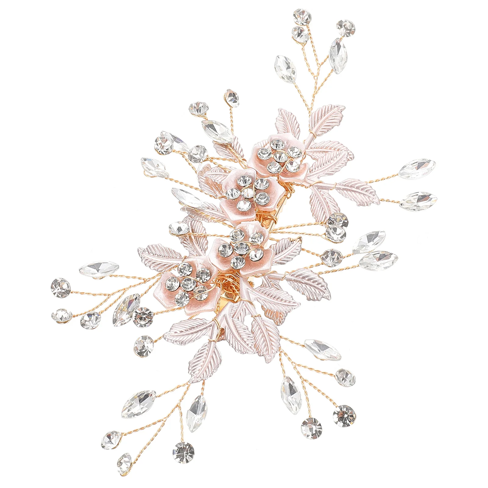 

Rhinestone Hair Clip Wedding Comb Women Accessories Bridal Alloy Side Combs Bride Crystal Banquet Floral Elegant Fashionable