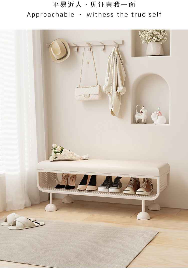 Iron Entryway Shoe Bench with Storage Sturdy Shoe Rack Convertible Seat Shoe Organizer Creative Large Capacity Boot Shelf