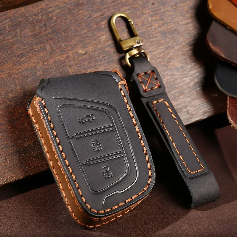 1pc Leather Car Key Cover Case Fob For JAC JIAYUE J7 A5 X4 X7 IC5 IEV7S S3 T8 Refine S4 S7 M6 E20x E40x Protector Accessories