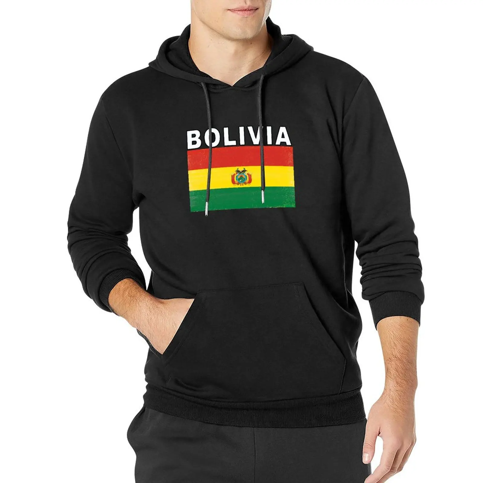 

Bolivia Distressed Flag Retro Soccer Design Pullover Hoodie men's autumn clothes autumn new in hoodies & sweat-shirt