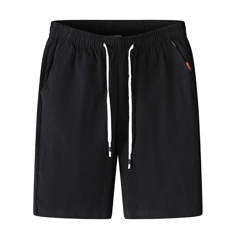 Men Loose Shorts Casual Male Solid Wide Leg Half Cotton Linen Pants Sporty Straight Trousers ZJFS-K88