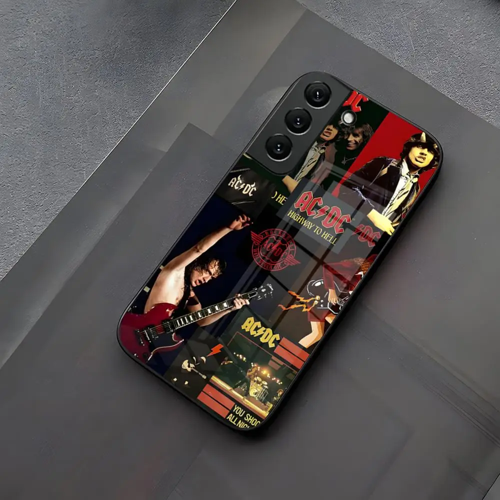 ACDC Band Classic Phone Case Glass for Samsung Galaxy S23 S24 S21 S22 S20 Ultra Fe Plus A34 A54 A24 A52 A53 M54 Cover