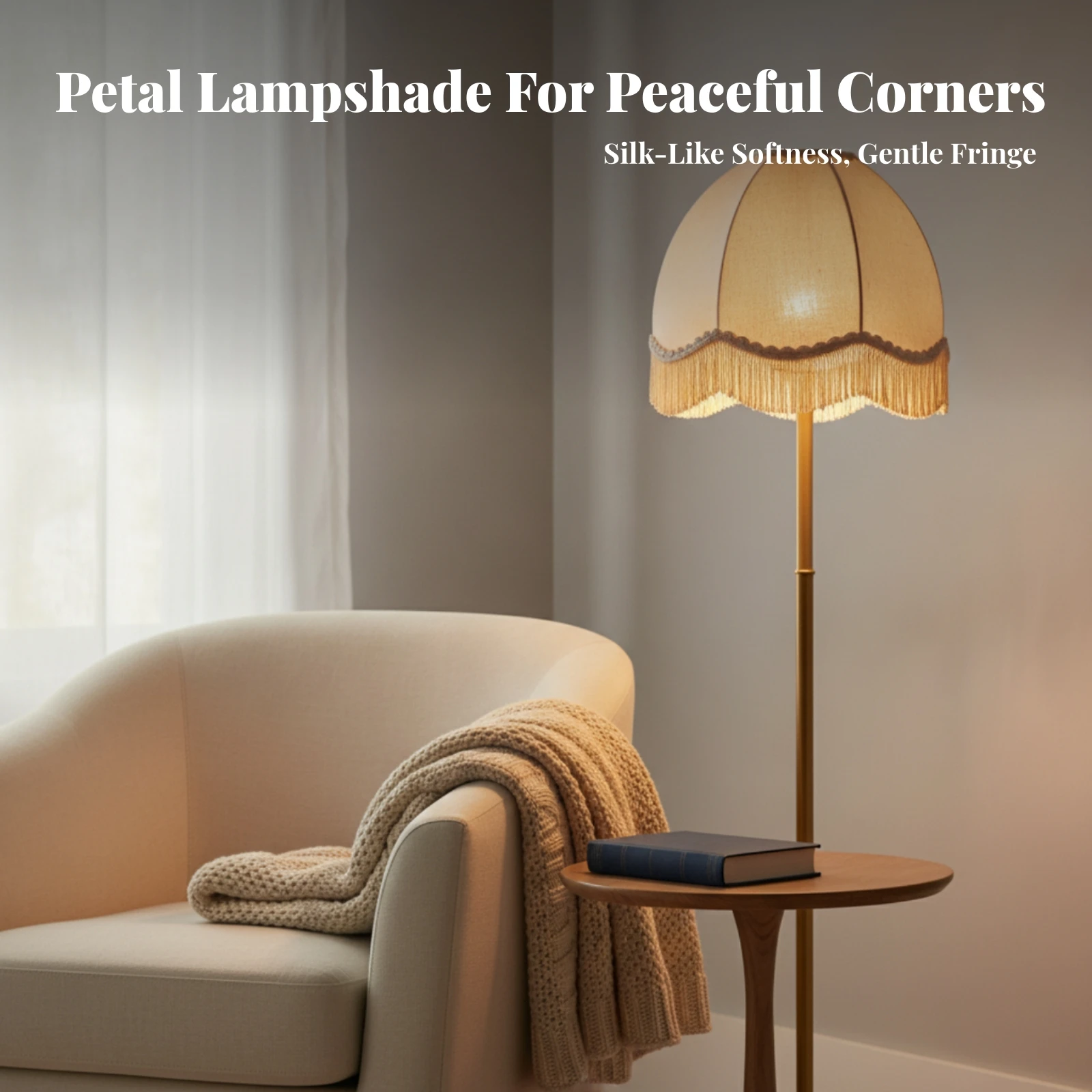 Lampshade with Fringe Vintage-Inspired Petal Lampshade Tassel Fringe Light Shade 19th-Century Lamp Cover Lace Trim for Bedroom