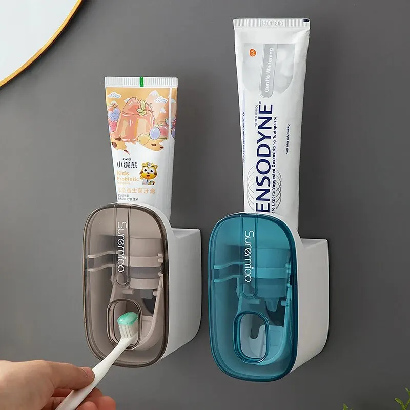 Dispensador automático de pasta de dientes, accesorios de baño de montaje en pared, exprimidor de pasta dental perezoso, soporte para cepillo de dientes, 1 piezas