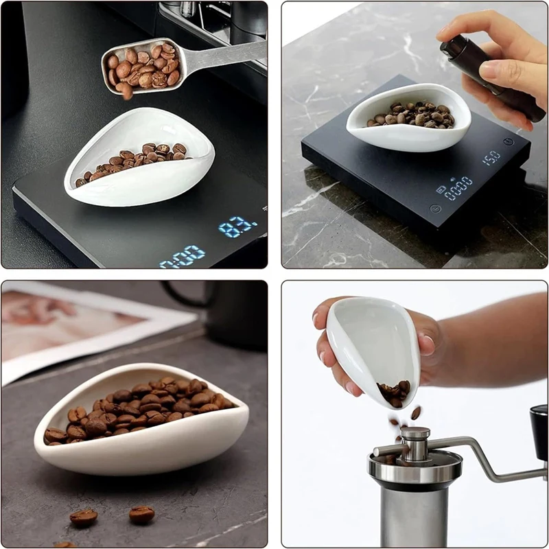 Coffee Bean Dosing Cup& Bottle Kit for Espresso Bar, Ceramic Single Dose Tray for Brewing, Accessories Set-A57M