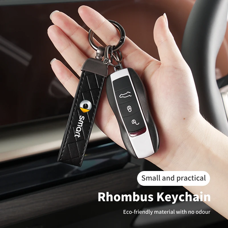 Car Key Chain Leather Keying Key Ring Men Women Gift Keychain Holder For Smart Fortwo 451 450 453 EQ Forfour Coupe Crossblade