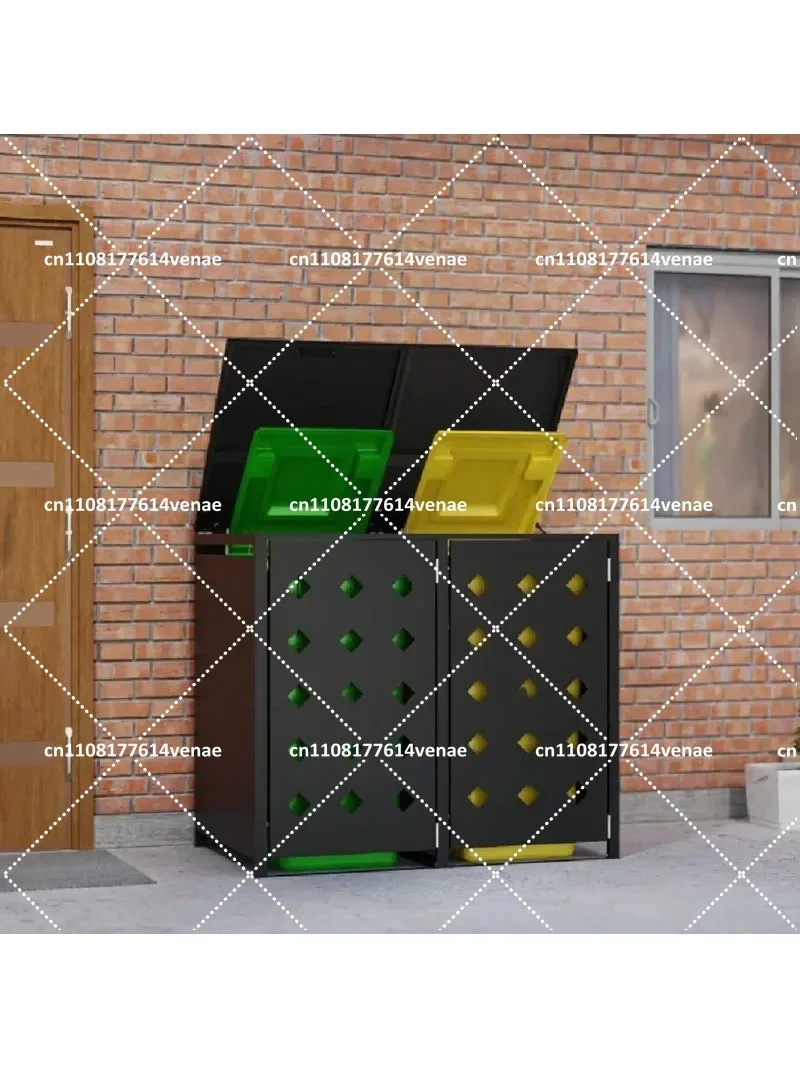 Durable Triple Wheelie Bin Storage Cabinet Garden Garbage Can Shed Expandable Bin Cover Outdoor Rubbish Bin Housing