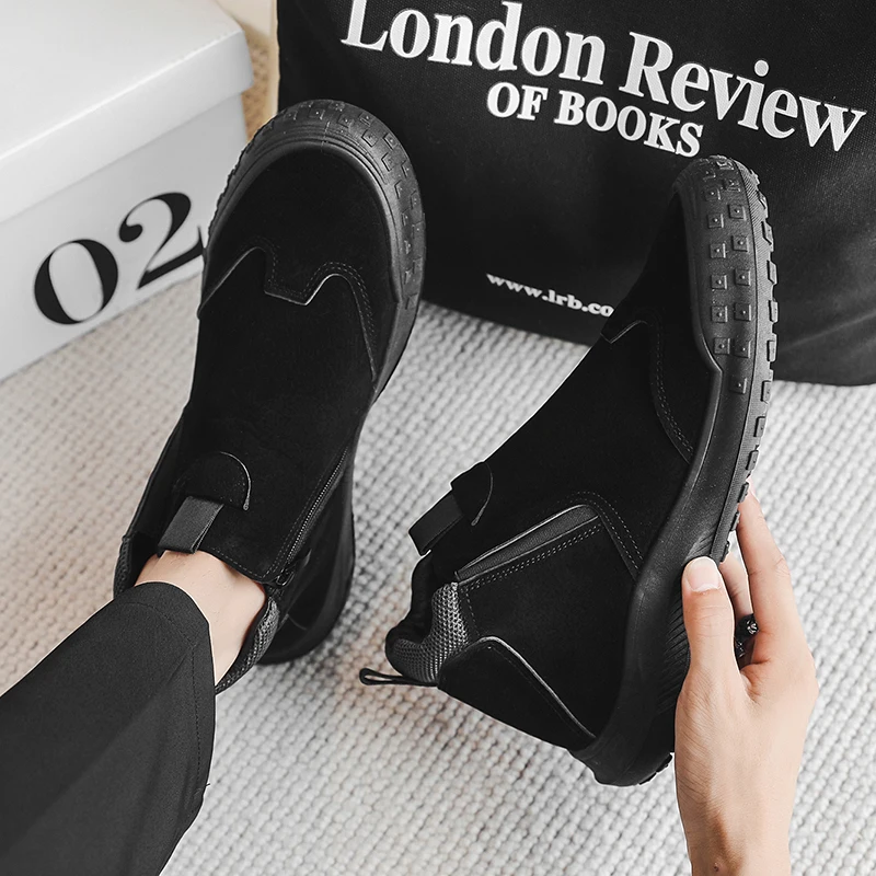 Scarpe da uomo calde in velluto invernale Stivali da neve antiscivolo da esterno Scarpe casual alte Mocassini slip-on Scarpe da ginnastica da passeggio Tênis