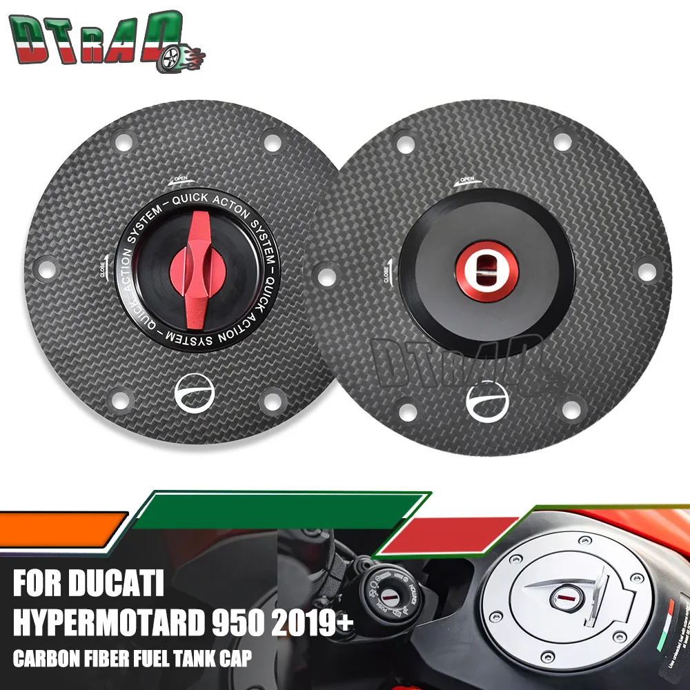 For DUCATI Hypermotard 950/SP/RVE Carbon Fiber Motorcycle Keyless/KeyLock Fuel Tank Gas Cap Oil Airbox Cover Fairing Plain Matte