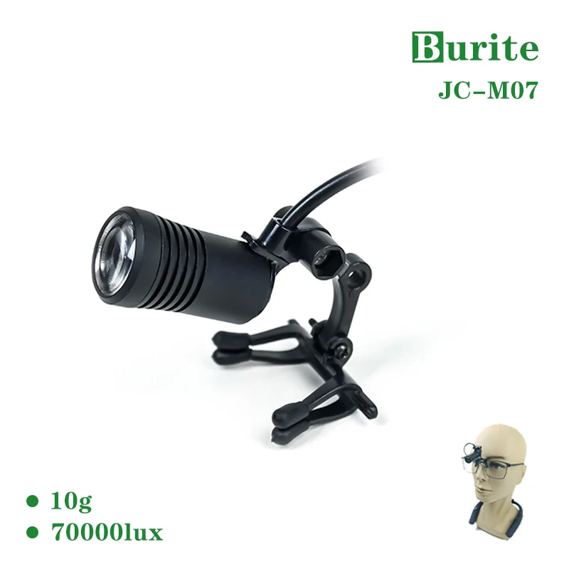 

Burite 3W Dental LED Clip-on Headlight(JC-07) highlight spotlight focus Only The Lamp Part With Battery paired loupes