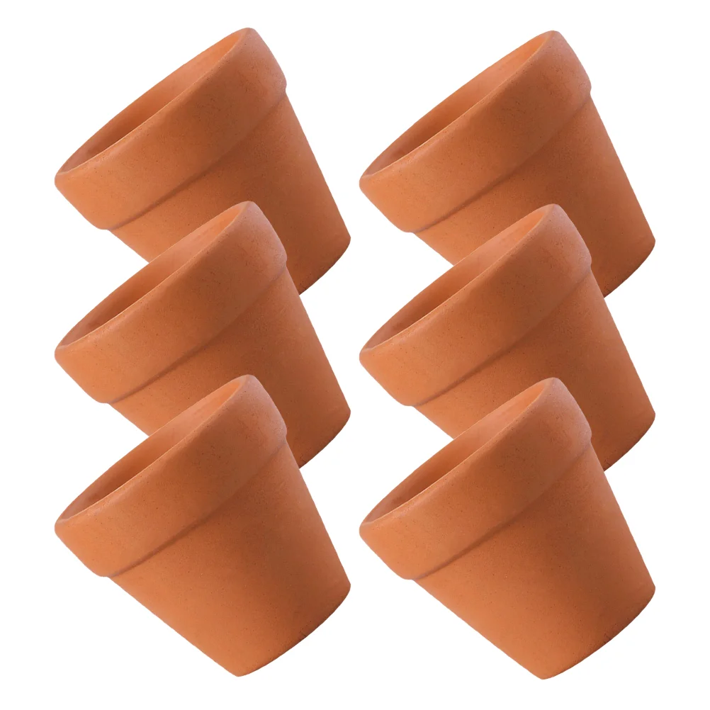 6 Pcs Small Clay Round Mini Ceramic Flower Pot Office Plant Saucers for Outdoors Pots Indoor Bonsai Tree