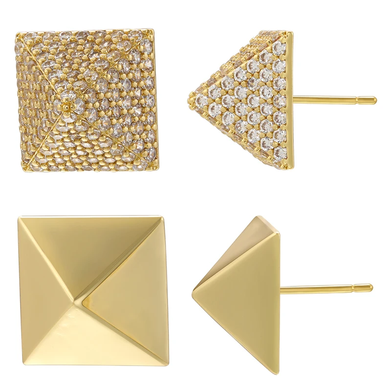Creative Triangle Earrings Cubic Zircon Women's Earrings Fashion Trendy Geometric Stereo Summer Earrings :VE813