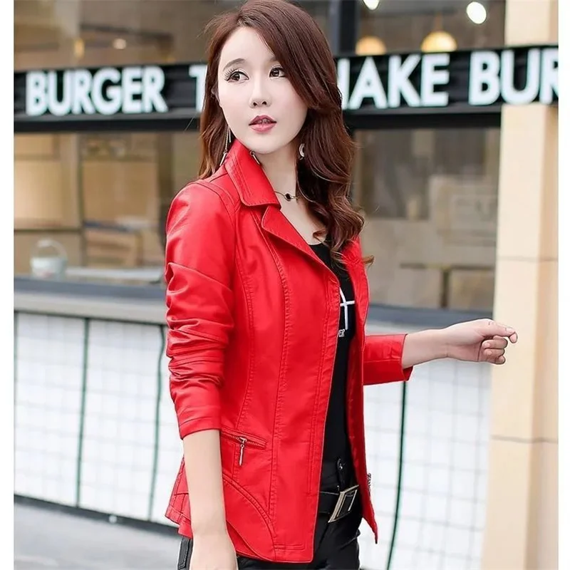 2024 New Joker Coat PU Leather Women's Spring Autumn Jacket Western-Style High-End Outerwear Korean Overcoat Slimming Female Top