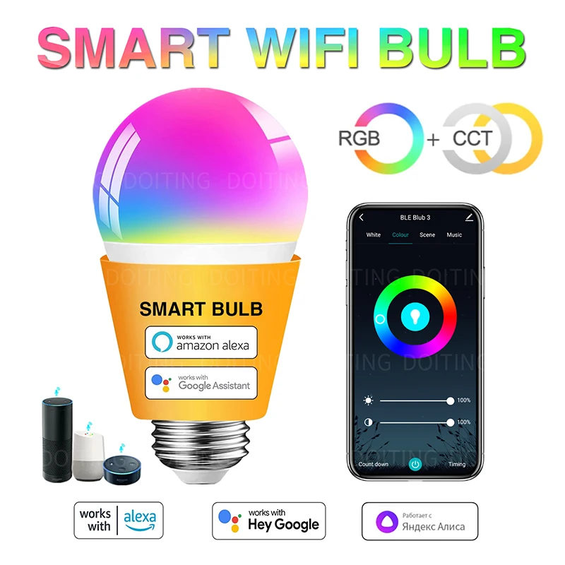 15W 18W 20W Wifi Smart Bulb Alexa Led Lamp E27 RGB Smart Light Bulbs 110V 220V Smart Lamps Google Assisatnt gruppo di controllo vocale