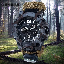 SHIYUNME Men's Top Camouflage Military Watch Waterproof Compass Chronograph Electronic  Multifunctiona Outdoor Sports Watch