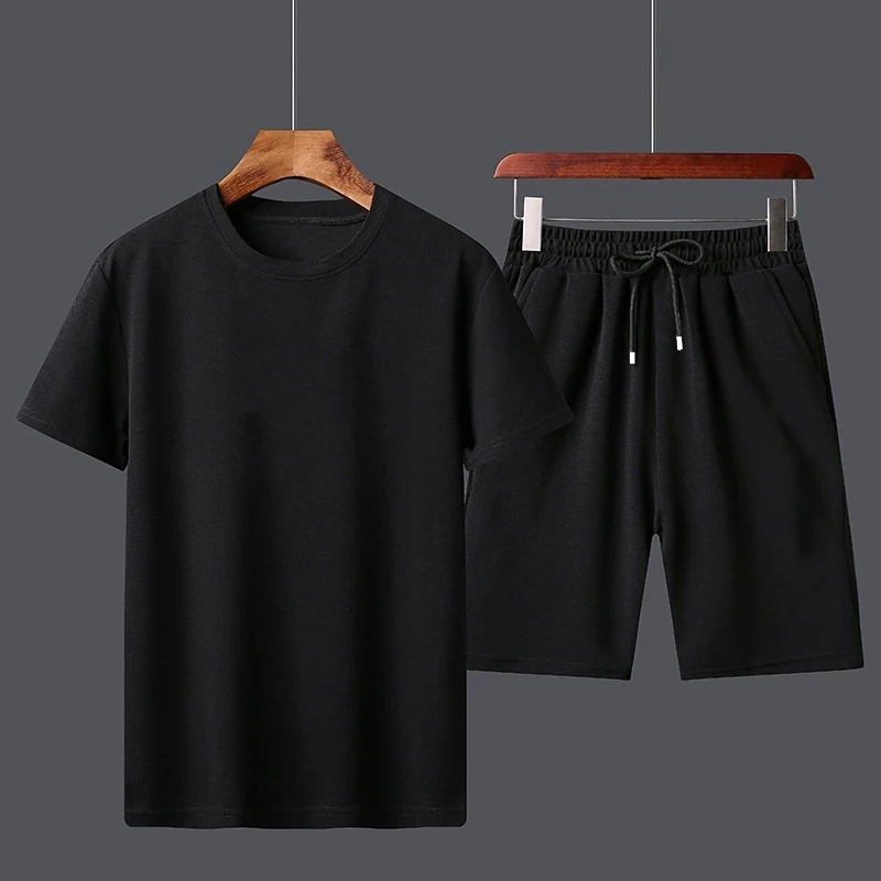 Short de sport Harajuku à manches courtes pour hommes, mode d'été décontractée, jogging de vacances, ficelle de proximité, ensemble deux pièces, livraison directe